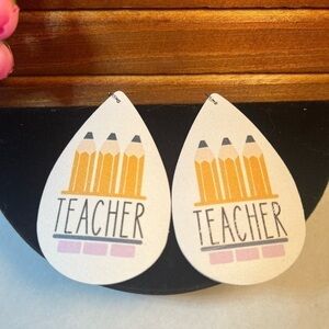 Fashion Pierced Earring’s, water droplet PU leather teacher earrings.